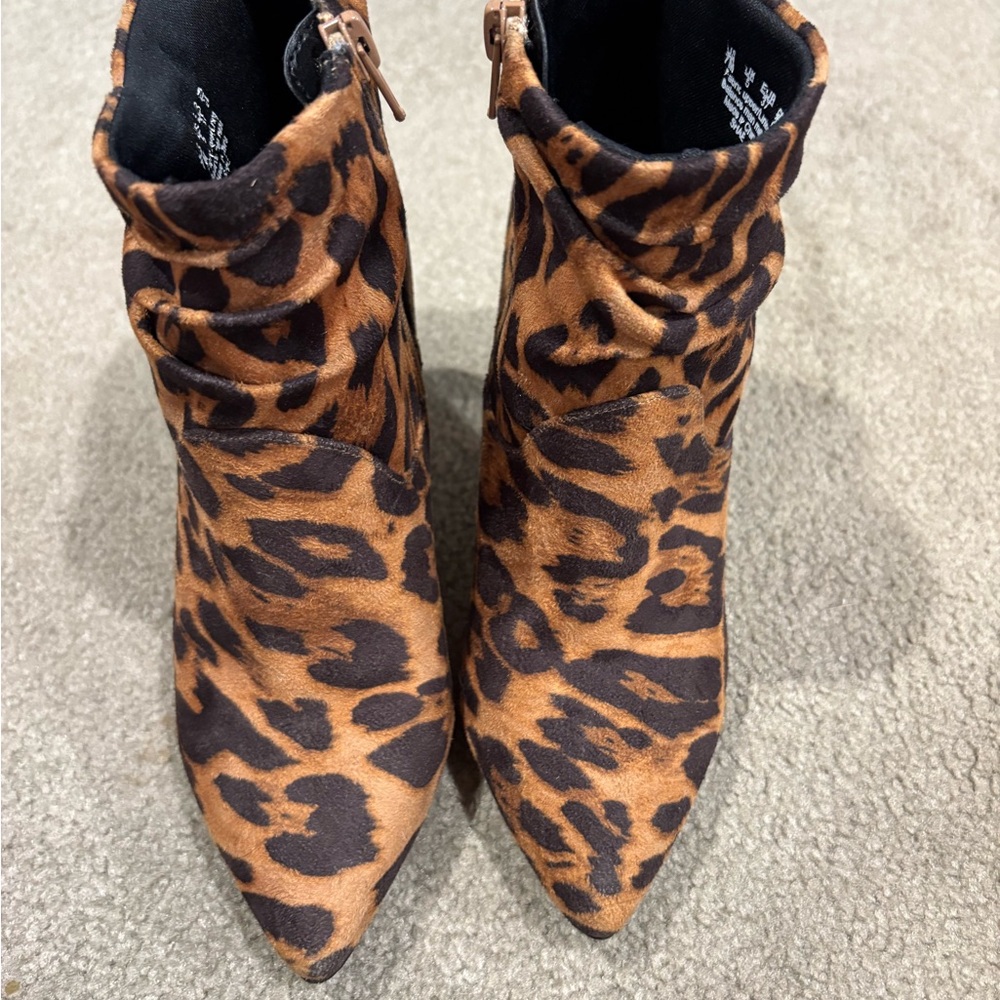 Fergalicious Brown and Black Ankle Boots with Leopard Print